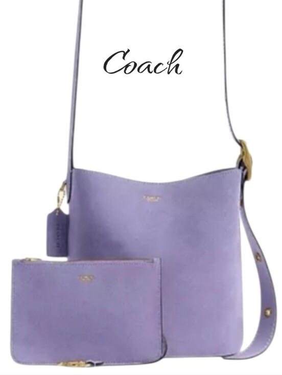 Coach Handbags - COACH Suede Bleecker Bucket Bag 21 Lavender Crossbody Pouch CCW84 NWT
